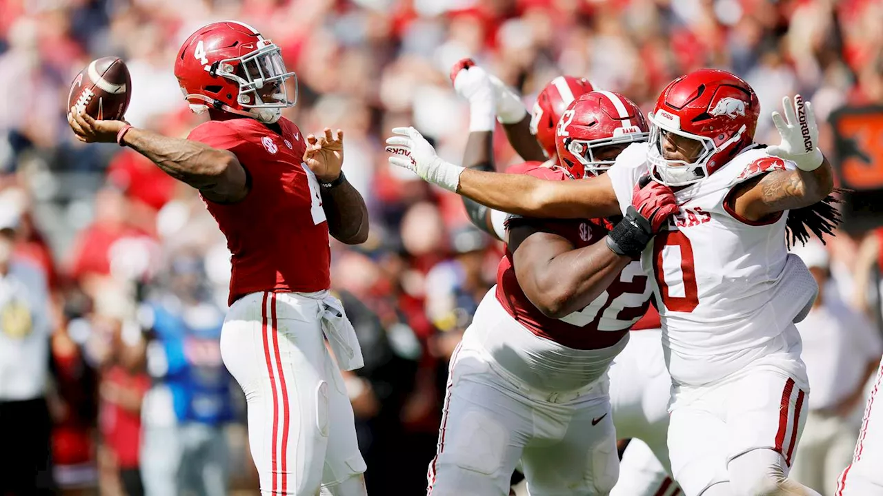 No. 11 Alabama holds off late Arkansas charge in 24-21 win