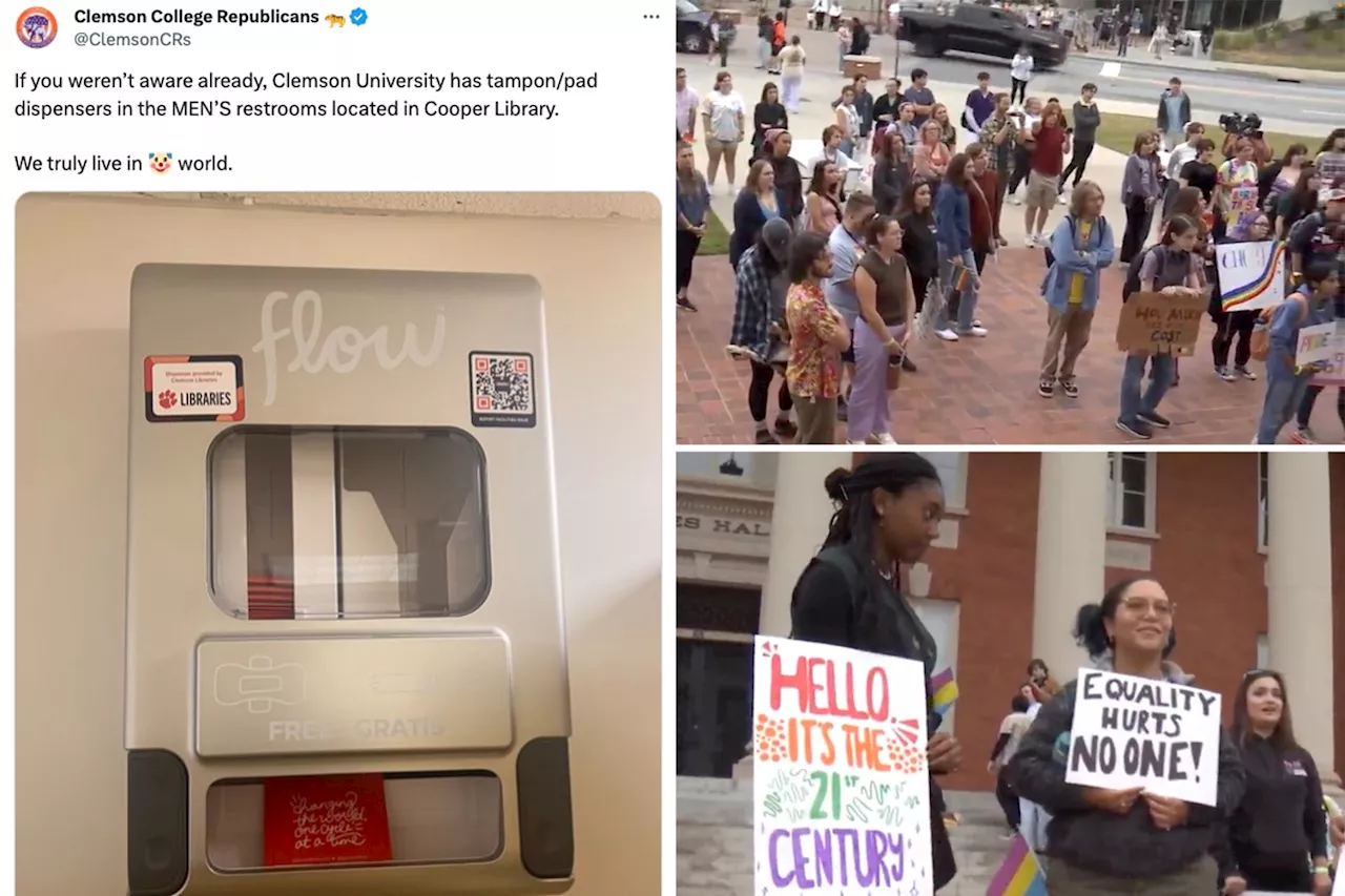 Clemson students protest removal of tampons from men's restroom