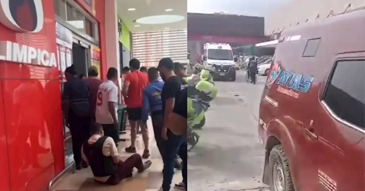 Pánico por violento hurto a camión de valores en supermercado Olímpica: un muerto y varios heridos