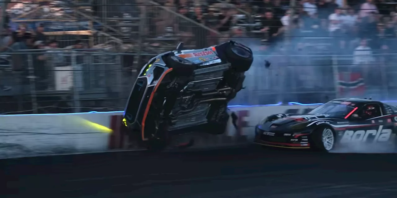 This Formula Drift Crash Somehow Flipped a Car Into a Wall