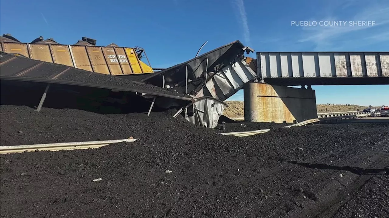 Train derailment causes extended closure of I-25 north of Pueblo