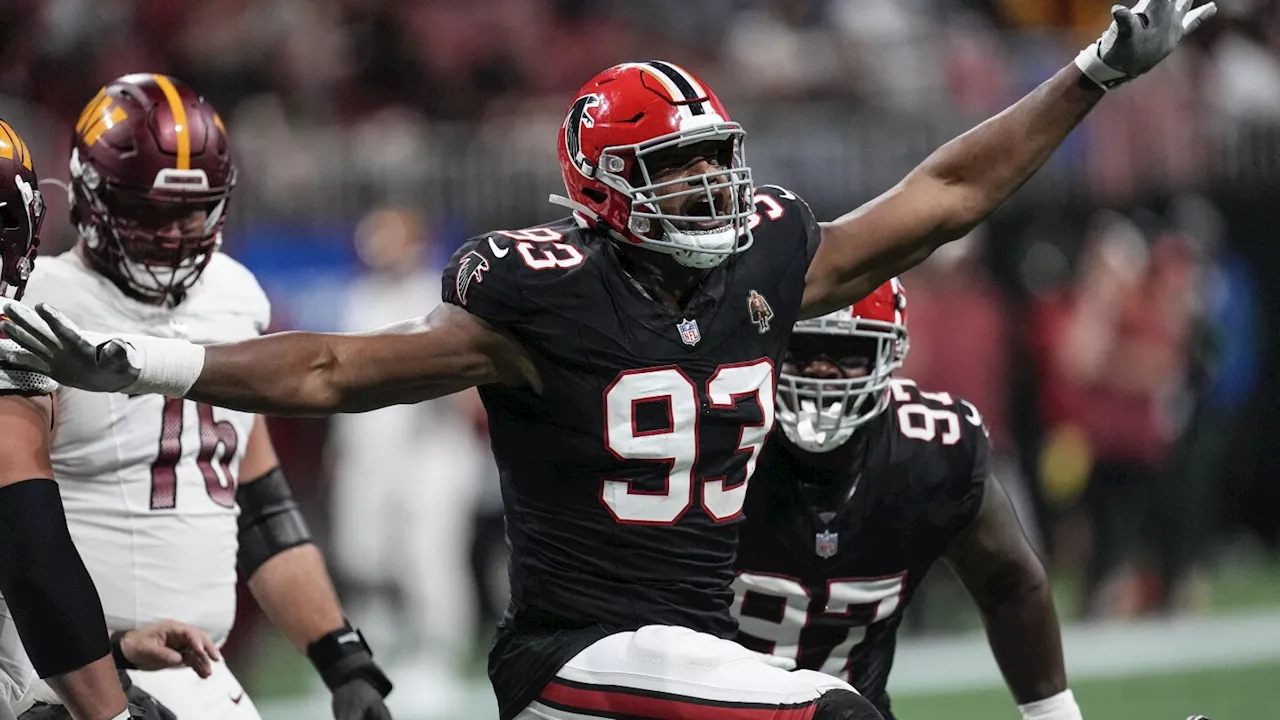 Falcons veteran Calais Campbell reaches 100-sack milestone for career against Commanders