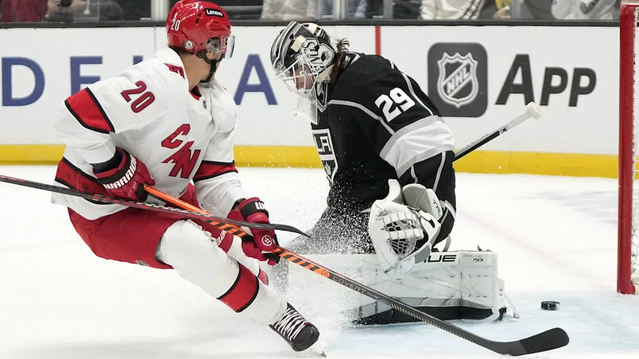 Martinook scores 9th-round shootout winner as Canes blow a 3-goal lead, still beat Kings 6-5