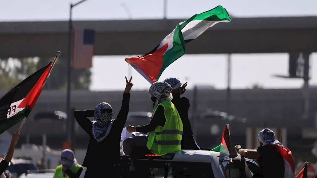 'They are in prison': US pro-Palestinian marchers call for end of Israeli violence