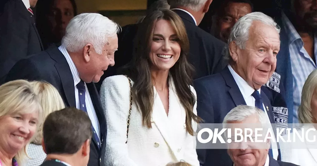 Kate Middleton flashes wide grin as she cheers on England at Rugby World Cup