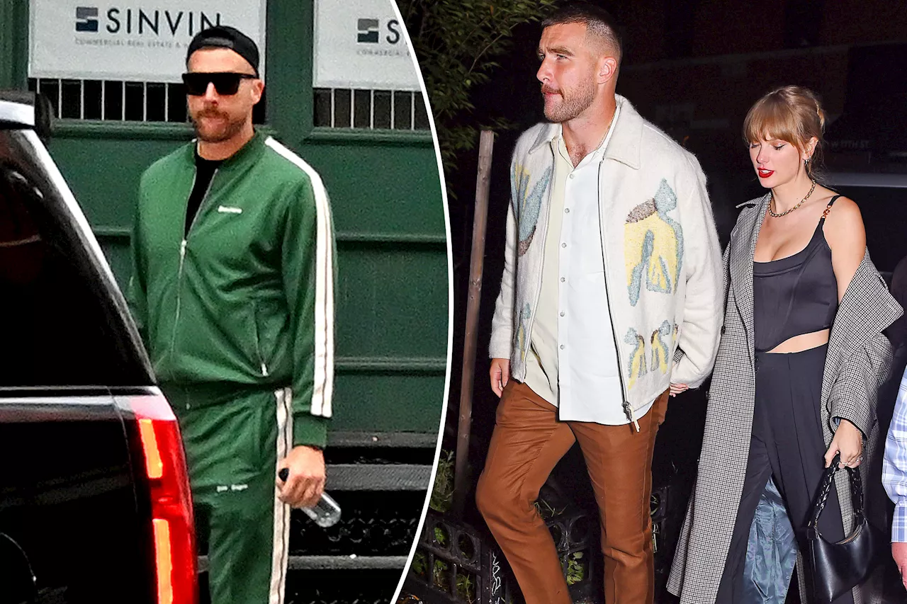 Travis Kelce leaves Taylor Swift's NYC apartment before attending Jets vs. Eagles game solo