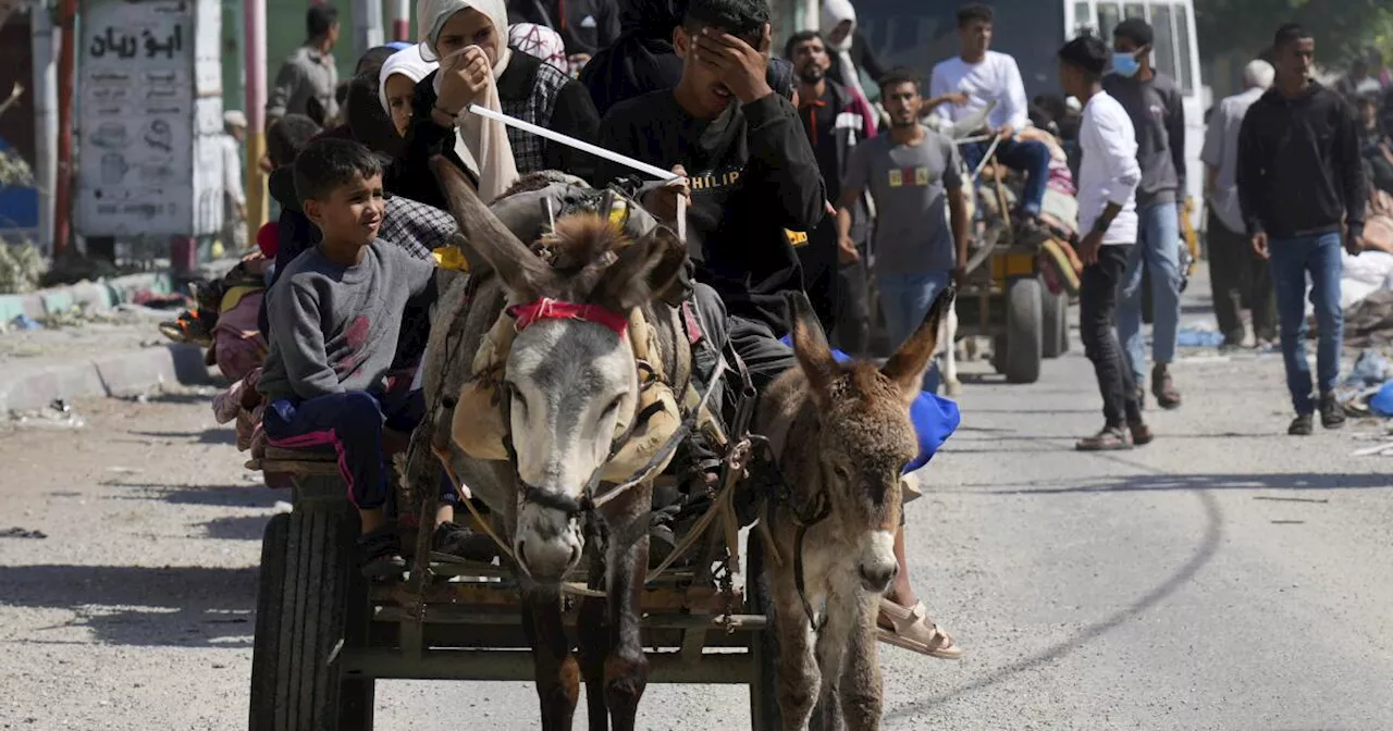 Familias extenuadas tratan de huir de norte de Gaza antes de invasión israelí