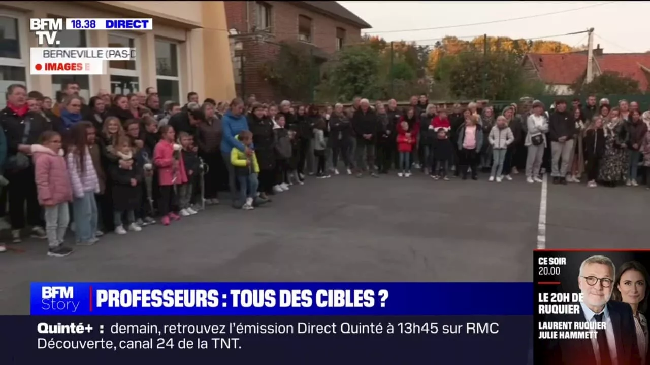 Attentat d'Arras: la Marseillaise entonnée à Berneville (Pas-de-Calais) où résidait Dominique Bernard