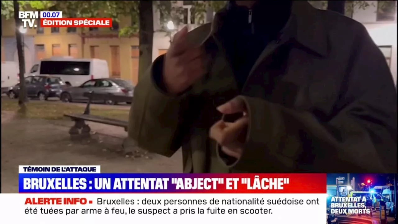 'C'était juste horrible': Un témoin de l'attentat à Bruxelles, au cours duquel deux personnes de nationalité suédoise ont été tuées, témoigne sur BFMTV