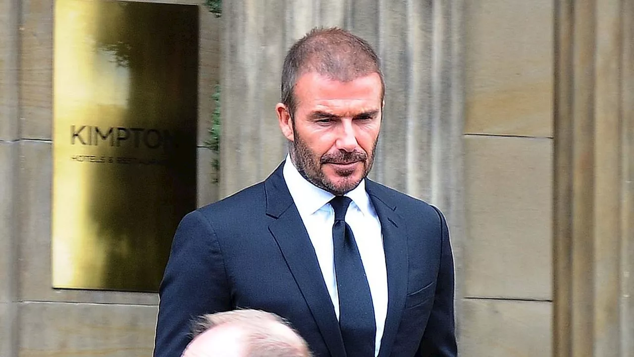 David Beckham and ex-Man United stars pictured in attendance for the funeral of Sir Alex Ferguson's...