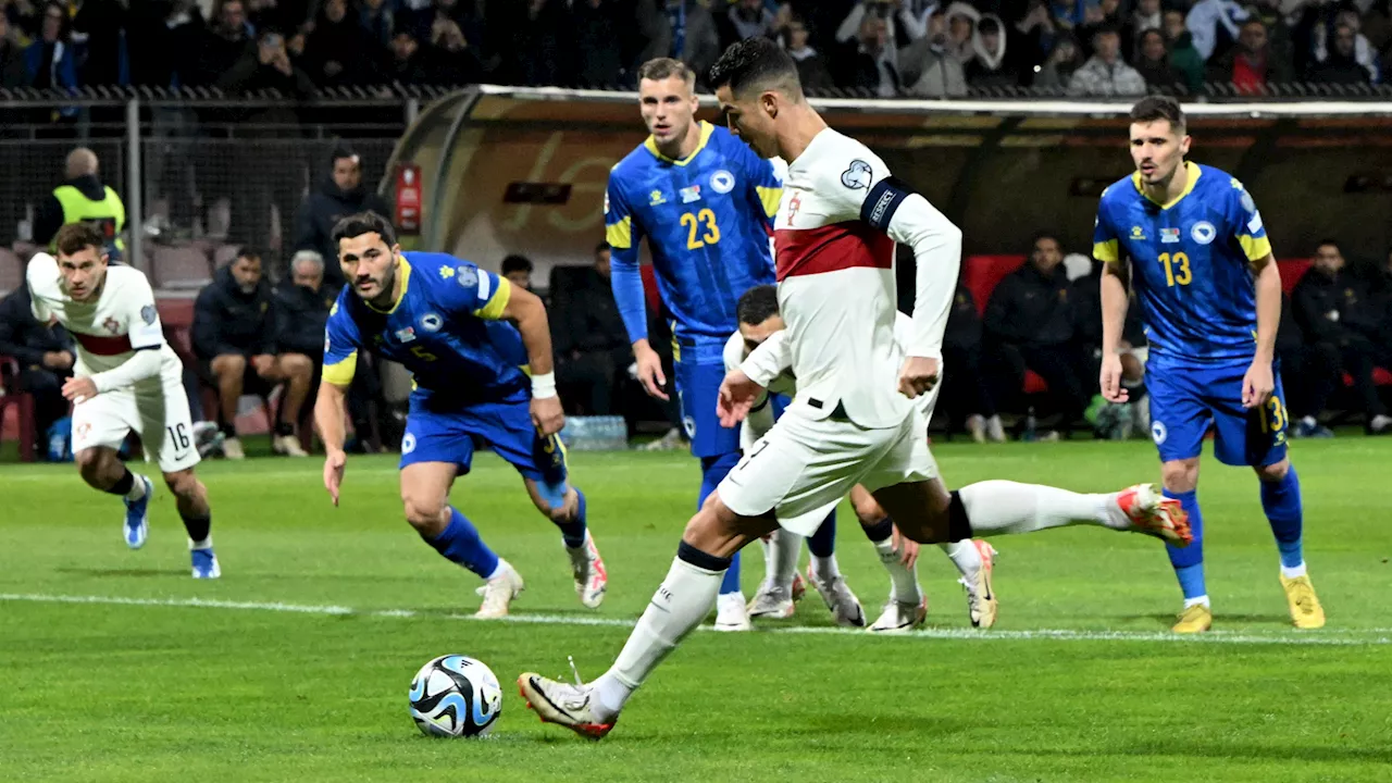 Cristiano Ronaldo notches a 22-minute brace! Legendary Portuguese striker adds to his national team goal total with flying start against Bosnia and Herzegovina