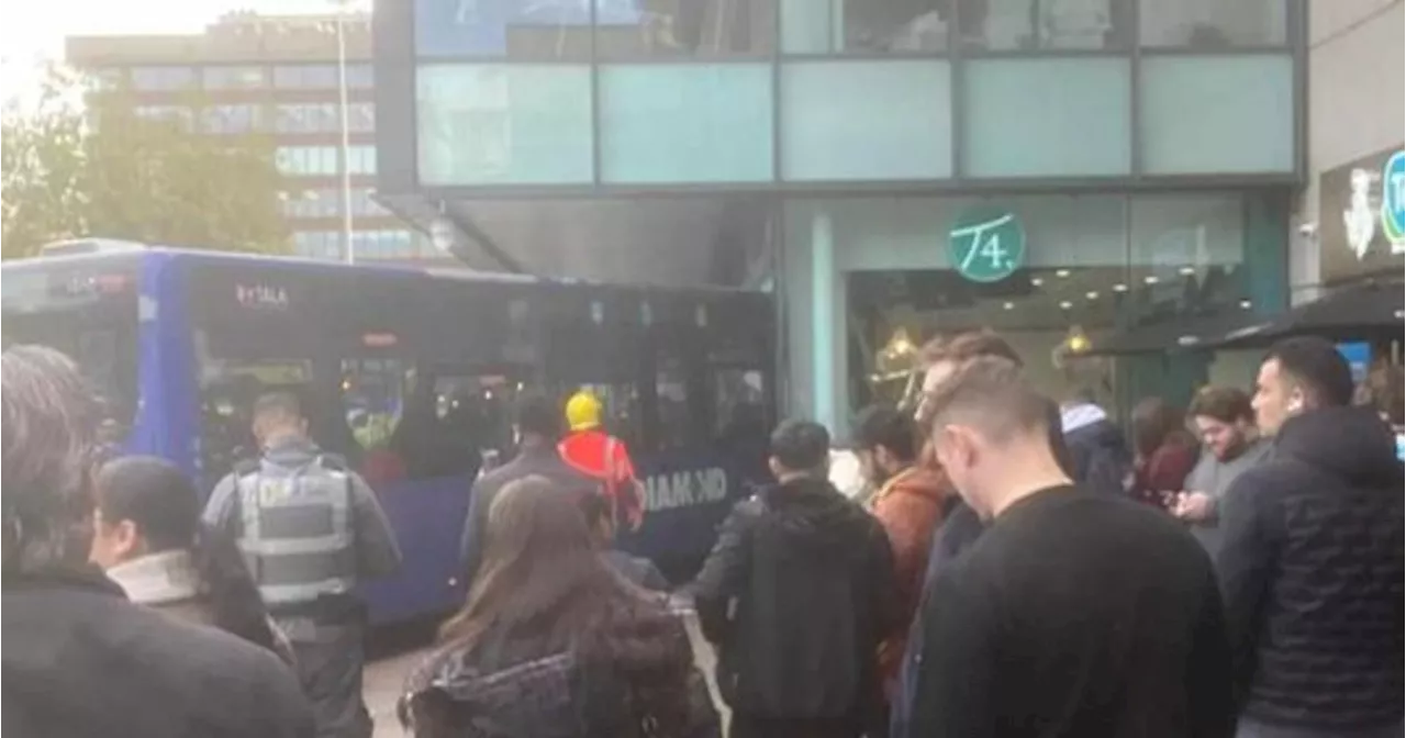 Bus crashes into building in Piccadilly Gardens in Manchester with major emergency service response