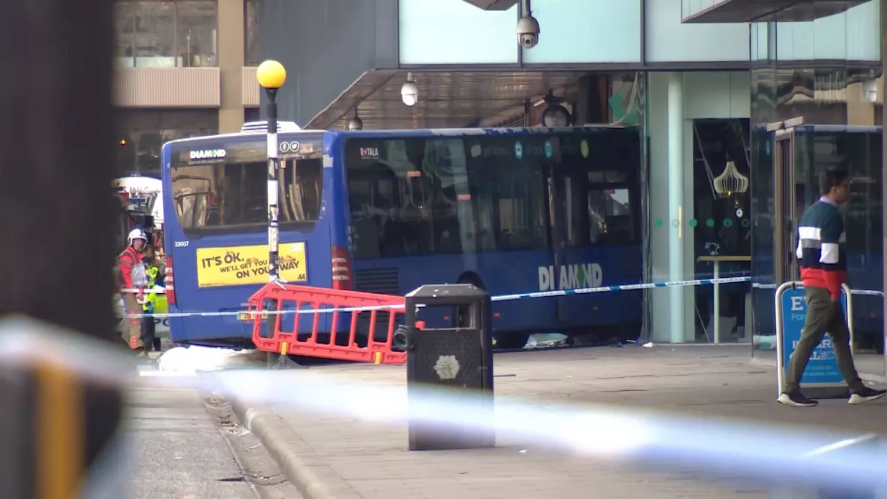 Bus crashes into cafe in Piccadilly Gardens in Manchester with 'a number of casualties' reported