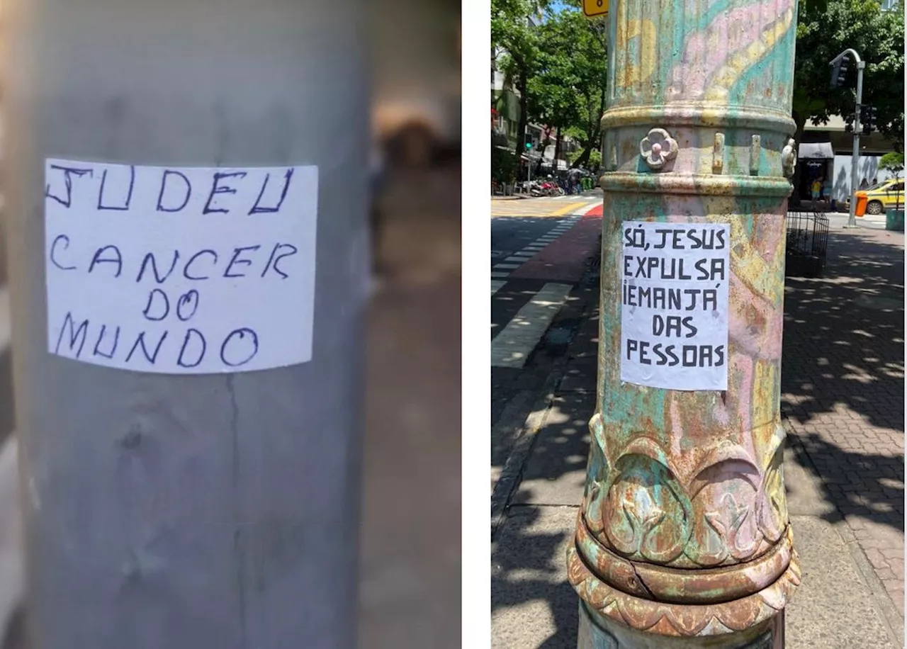 Intolerância religiosa: a Praça Nossa Senhora da Paz amanheceu com cartazes ofensivos