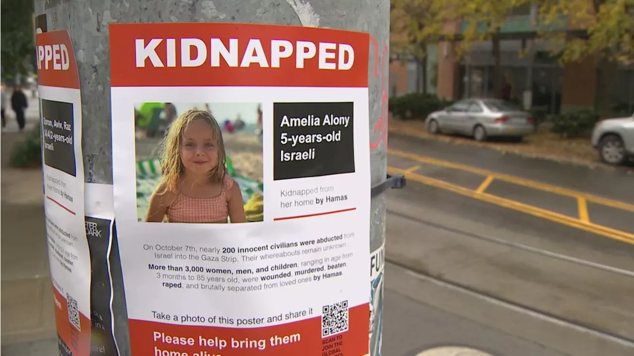 Seattle area Israeli community puts up posters to spread message of those missing in Hamas attack