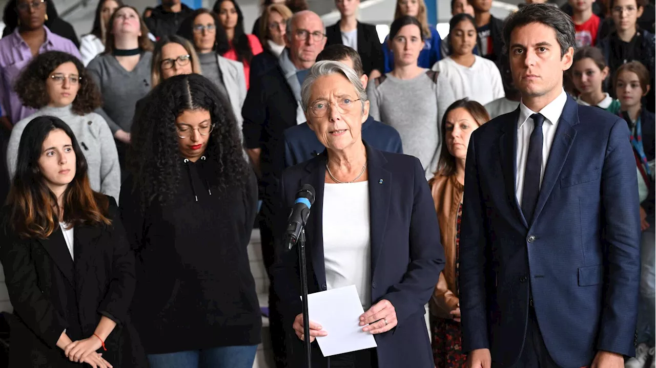 La minute de silence d’Élisabeth Borne et Gabriel Attal dans le collège de Samuel Paty