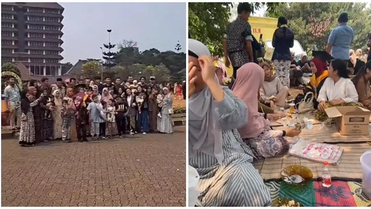 Viral Keluarga Besar Hadiri Wisuda Sambil Piknik di Halaman Kampus, Ikut Bahagia