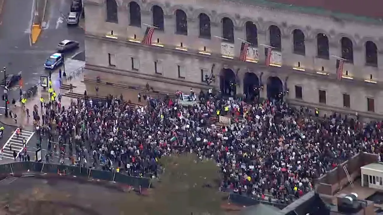 Hundreds rally in Boston calling for an end to attacks on Palestinians in Gaza