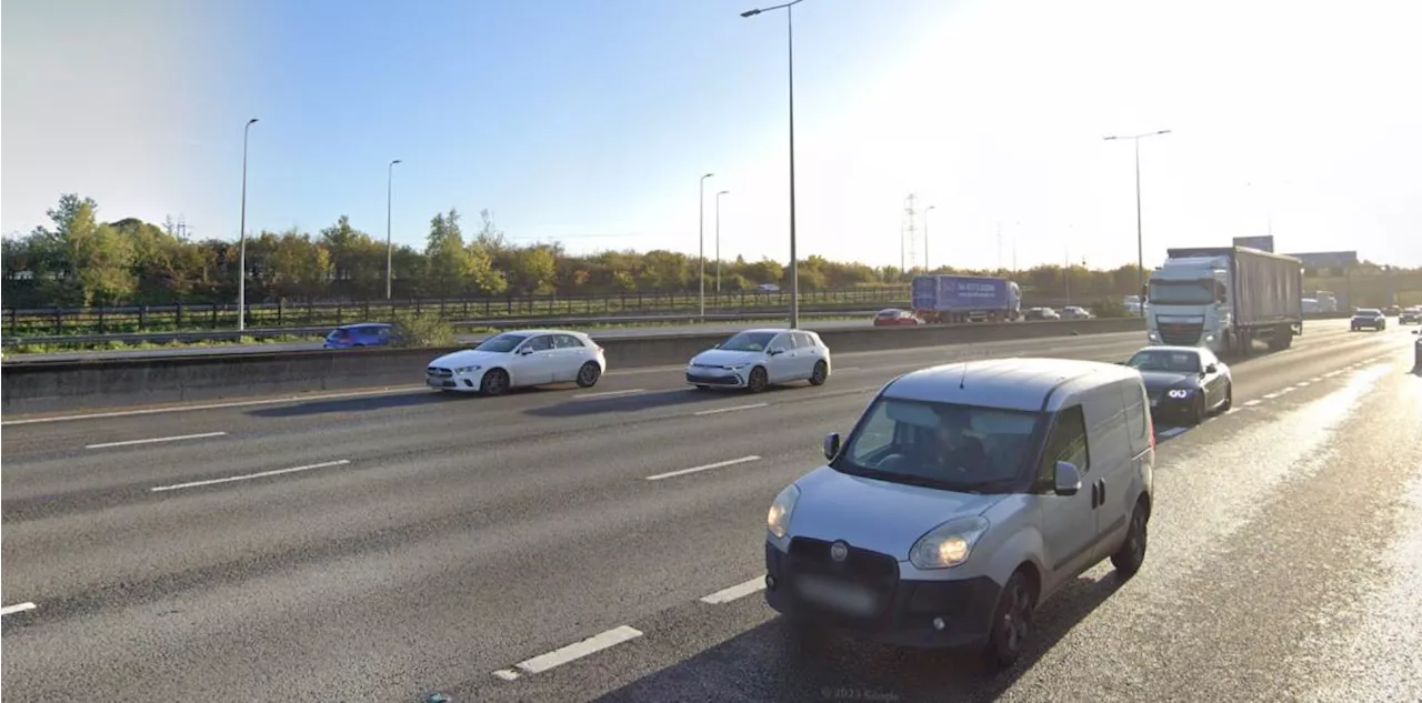 M1 southbound down to two lanes due to broken down tanker