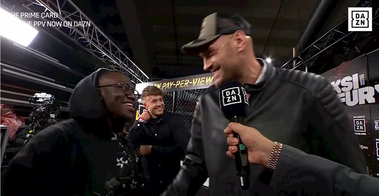 Tyson Fury praises Deji for fight against Floyd Mayweather in backstage meeting at KSI vs Tommy Fury...