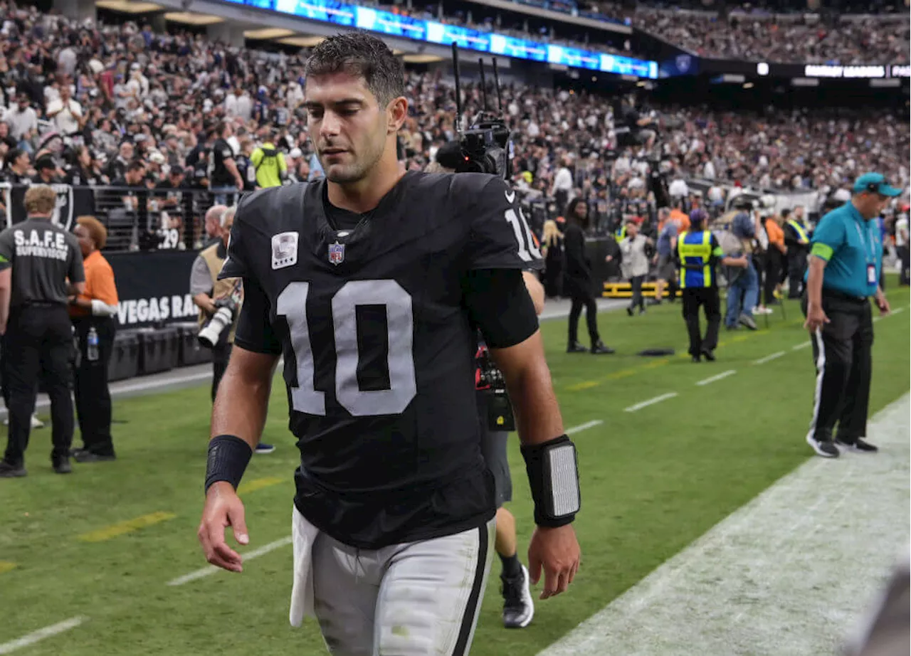 Raiders ‘dodged a bullet’ with Jimmy Garoppolo injury, unclear if he’ll play in Week 7