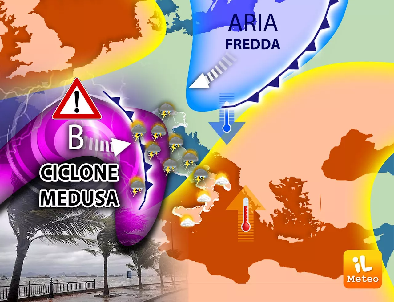 Ciclone Medusa più vicino, da Milano a Roma: previsioni meteo oggi e domani