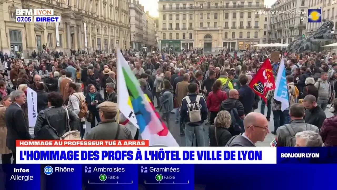 Hommage à Dominique Bernard, tué à Arras: un rassemblement à l'hôtel de ville de Lyon