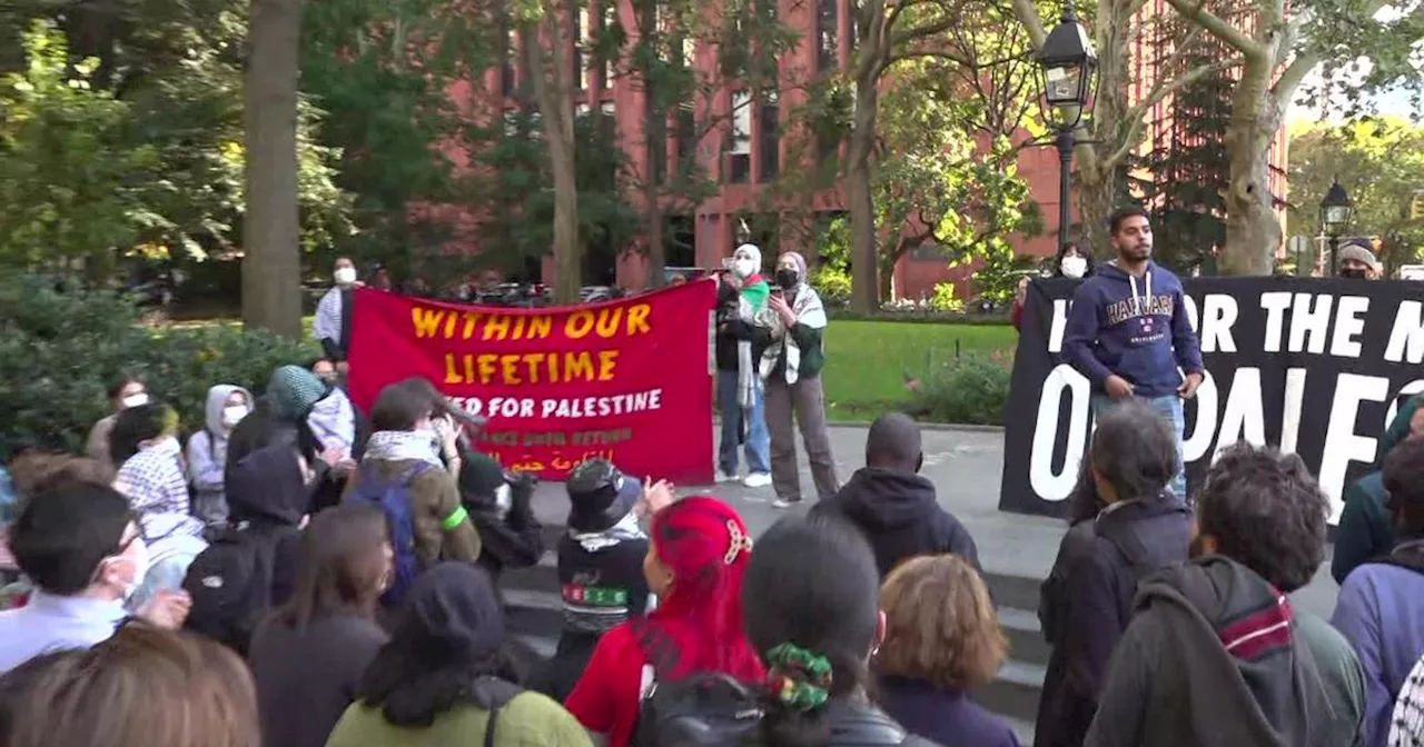 Pro-Palestinian and pro-Israeli demonstrators gather in Washington Square Park