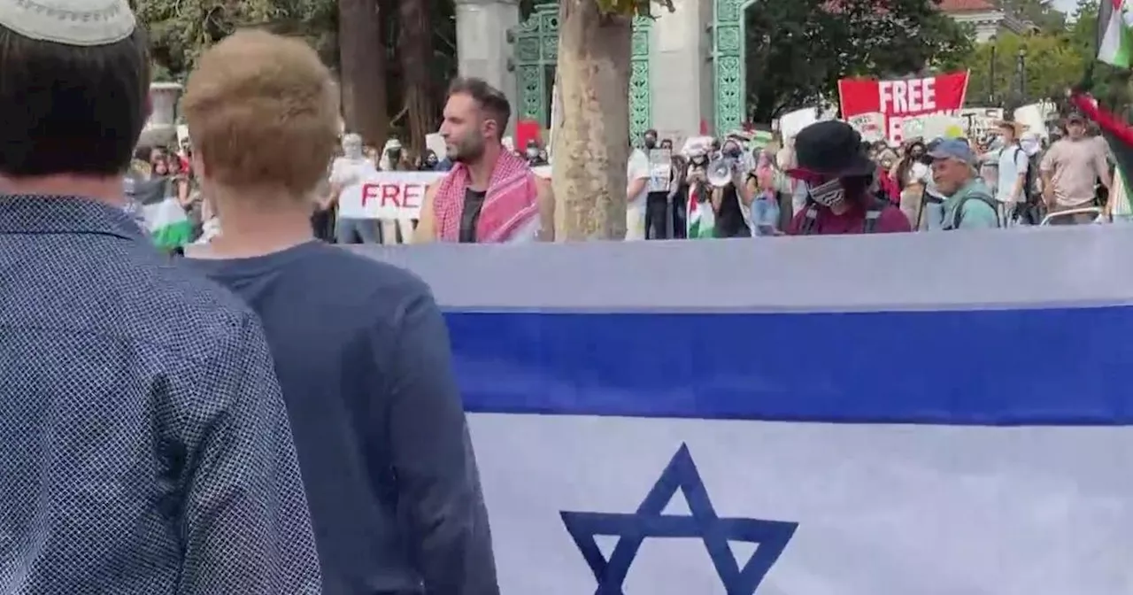 Pro-Palestinian and pro-Israeli rallies compete for attention at UC Berkeley