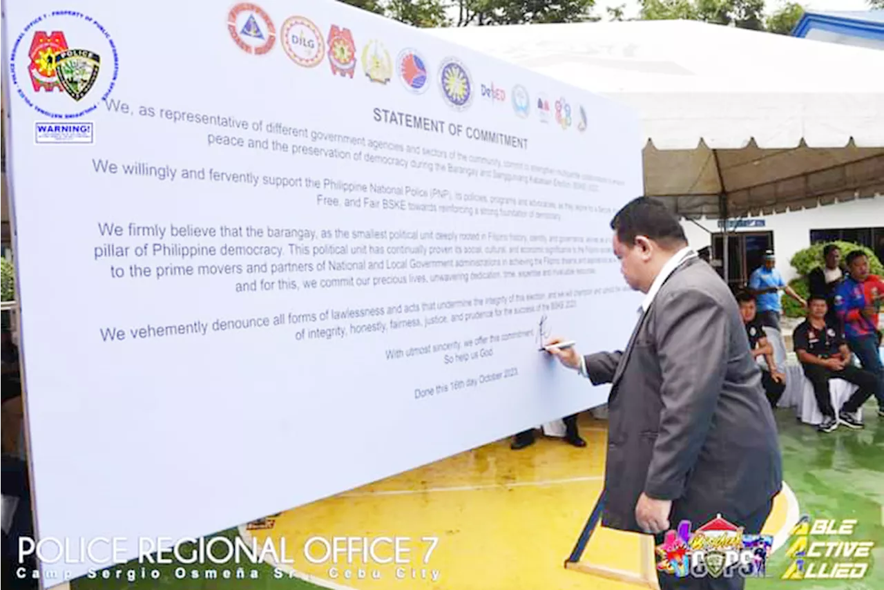 Pledge of commitment for peaceful BSKE in Central Visayas signed