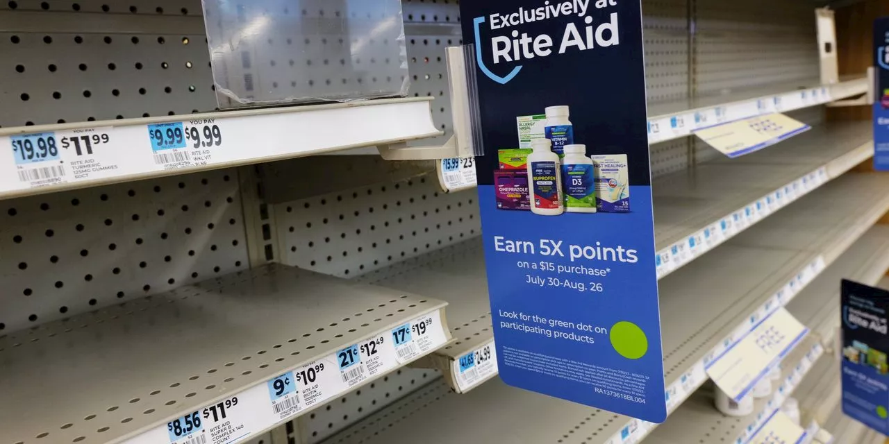 Rite Aid's stock tumbles 55% to join its cratering bonds after bankruptcy filing