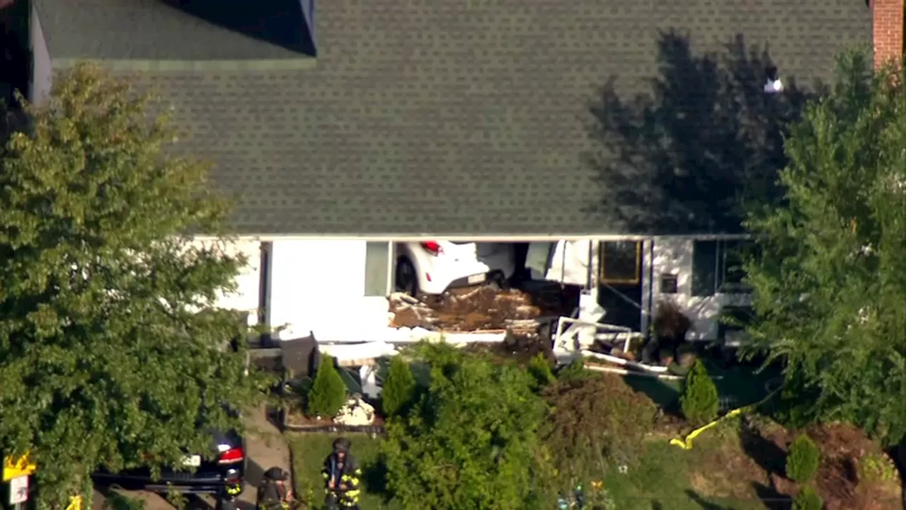 Stolen car plows into living room of Long Island home: Police