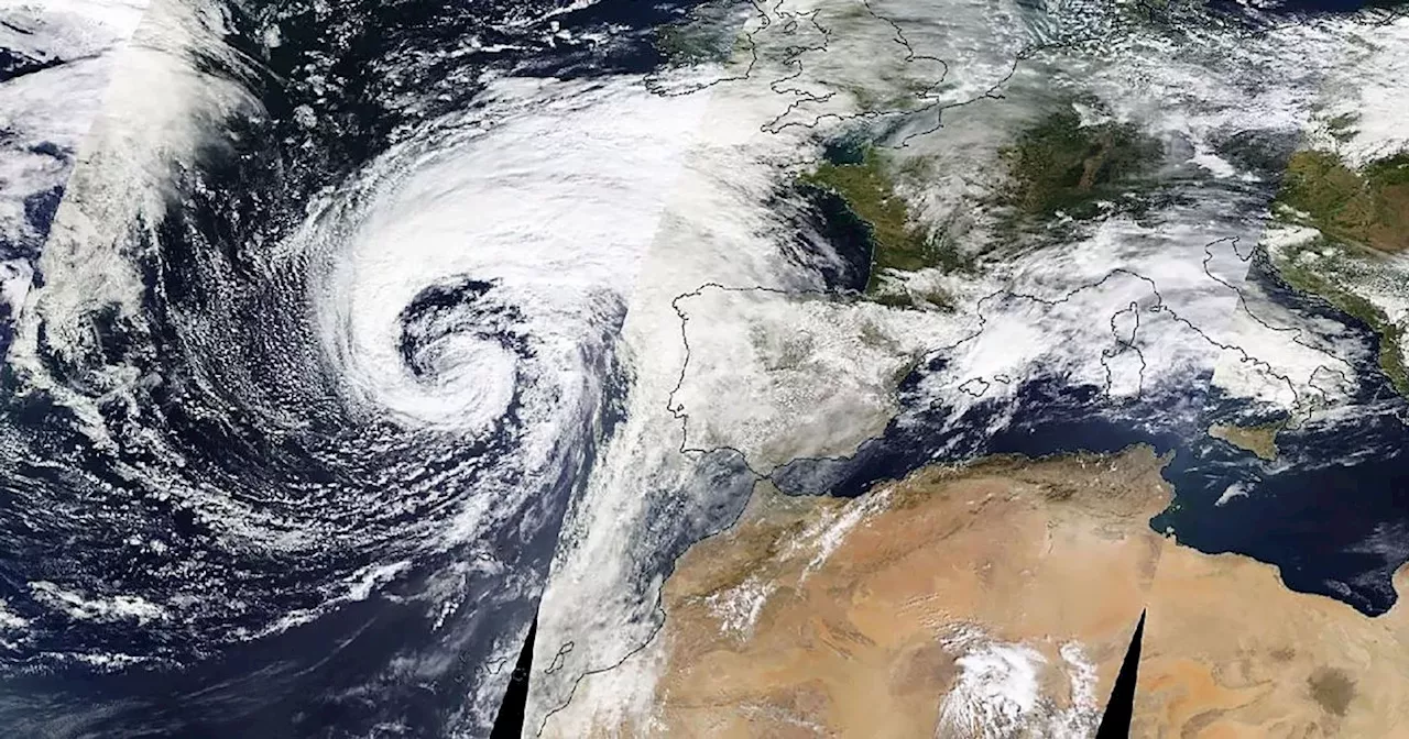 God's eye view shows Storm Babet heading straight for the UK