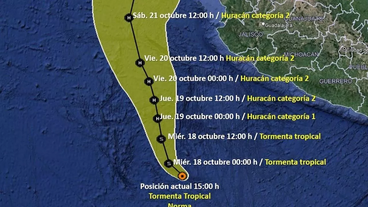 Se forma la tormenta tropical Norma; podría llegar como huracán categoría 2 a Los Cabos