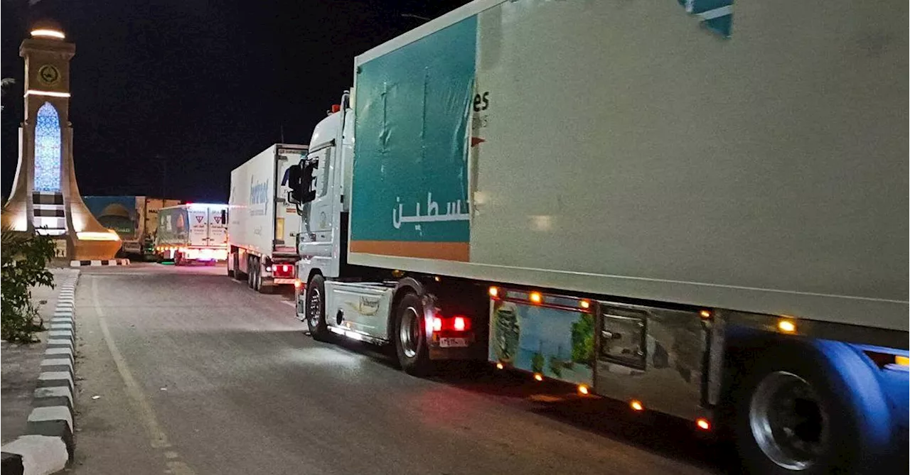 Trucks carrying aid for Gaza Strip arrive at Rafah crossing