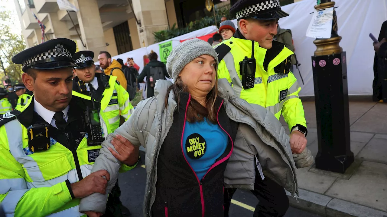 Greta Thunberg detained by police at London protest disrupting oil summit