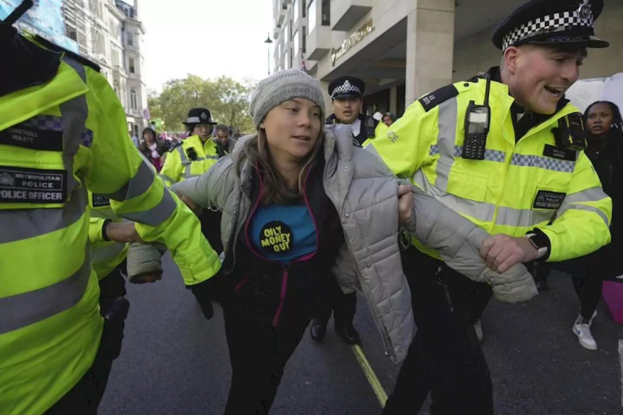 Greta Thunberg detained at Fossil Free protest outside London hotel