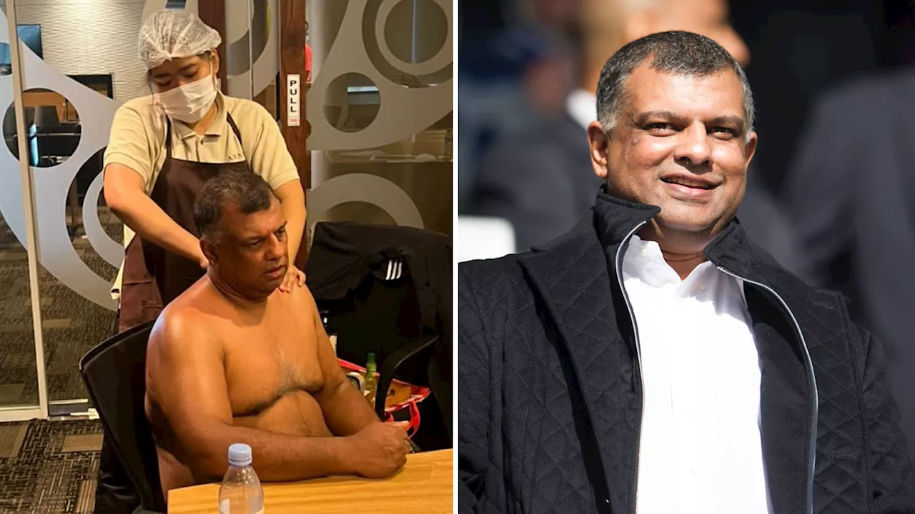 Topless ex-Premier League owner gets massage during meeting then shares picture on LinkedIn to stunned...