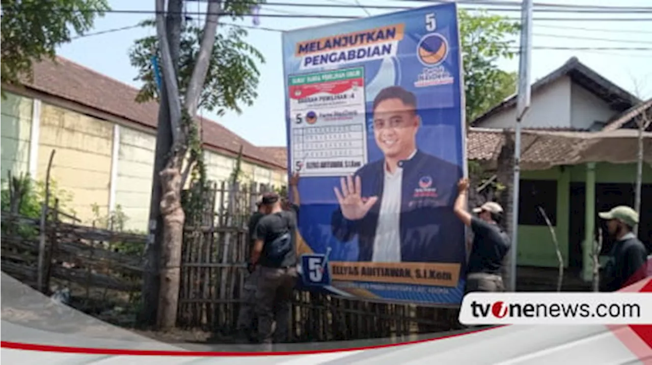 Tak Kantongi Izin Reklame, Puluhan Banner Caleg Dibongkar Satpol PP Kota Probolinggo