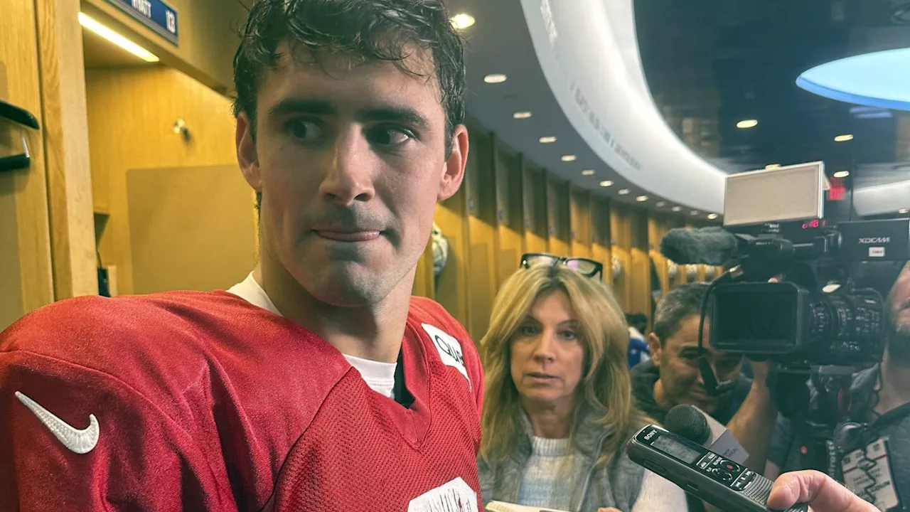 Giants quarterback Daniel Jones practices for the first time since hurting his neck