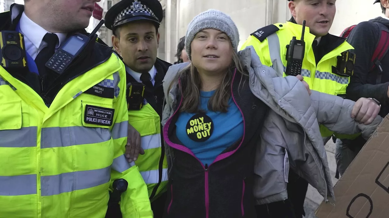 Greta Thunberg charged with public order offense in UK after arrest outside oil industry conference