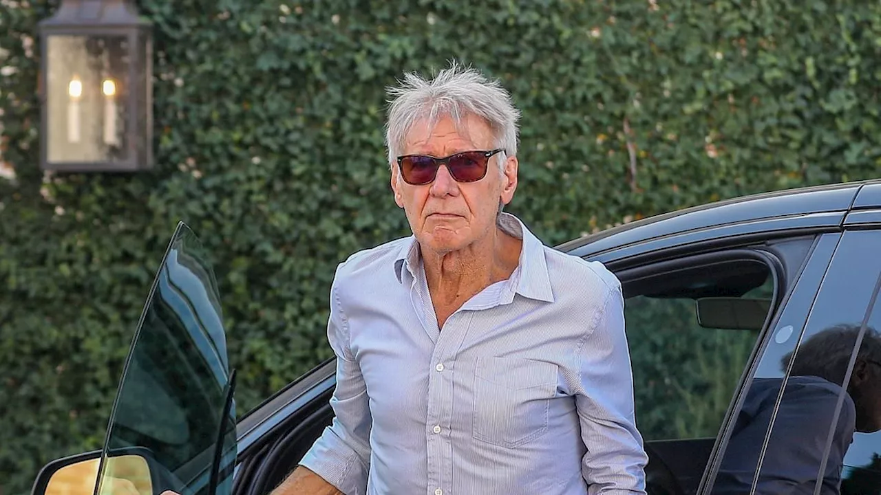 Harrison Ford in casual style as he goes shopping on Rodeo Drive at Ralph Lauren Beverly Hills