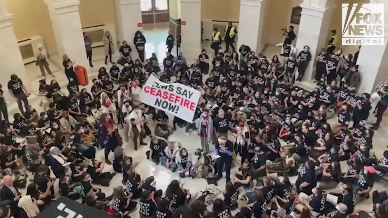 Pro-Palestinian demonstrators swarm on Capitol Hill, demand Gaza ceasefire as police arrest protesters