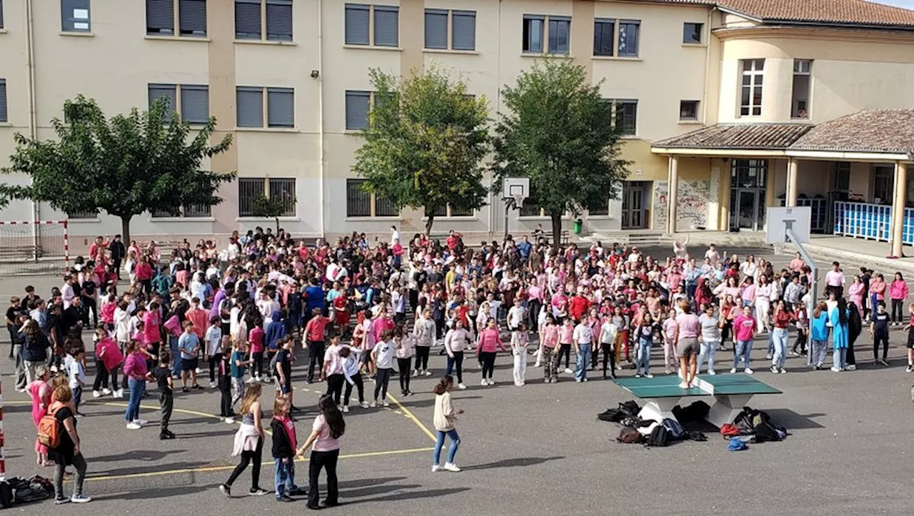 Élèves et personnels du collège Jean-Jaurès à Montauban se mobilisent pour Octobre rose