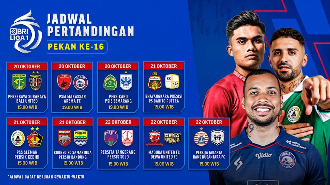 Jadwal dan Link Live Streaming BRI Liga 1 2023/2024 Pekan 16 di Vidio