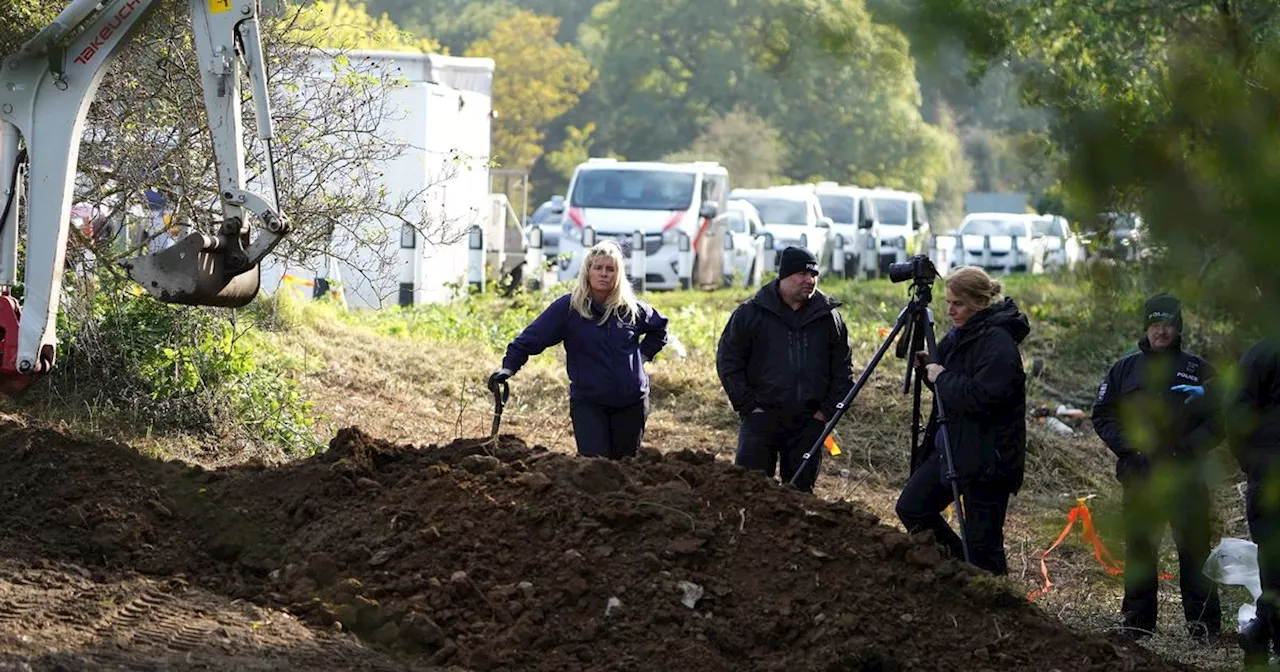 Photos show police digging for body of Manchester mum murdered by husband