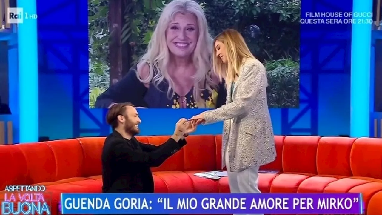 Guenda Goria, Mirko le chiede di sposarlo in diretta: la reazione di Maria Teresa Ruta