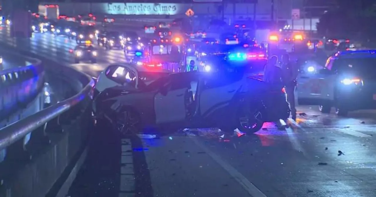 1 killed, 3 injured in wrong-way crash on the 10 Freeway in downtown LA