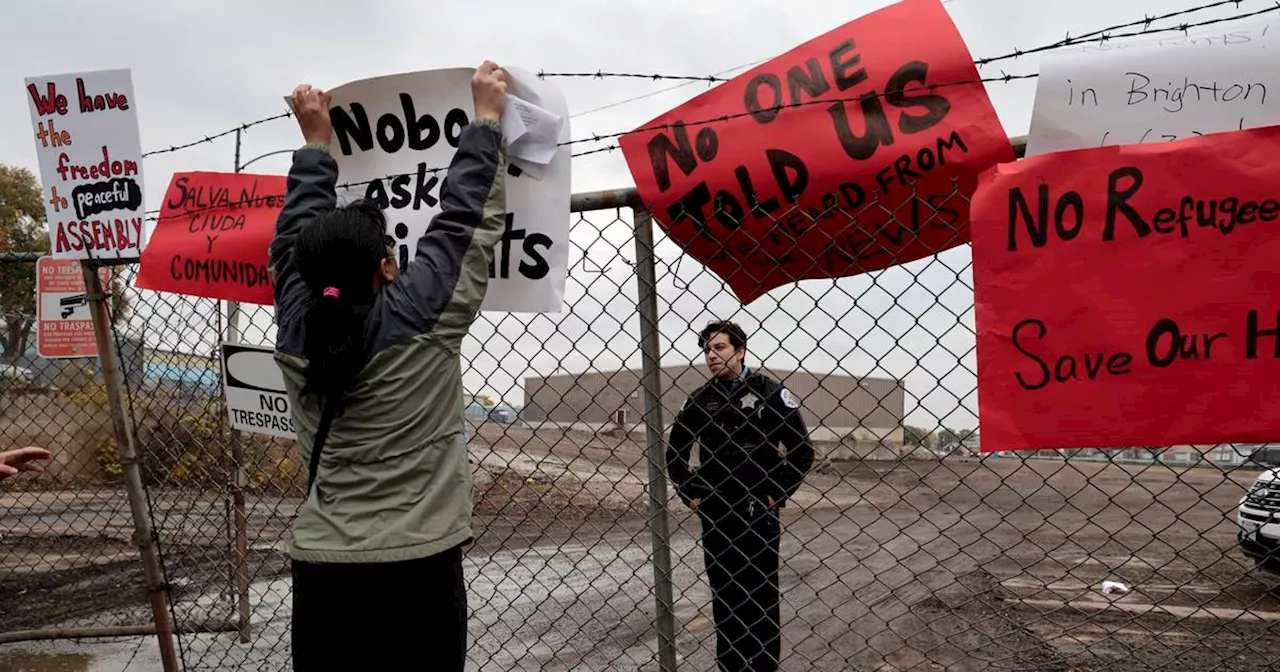 Ald. Julia Ramirez swarmed at protest over construction of migrant tent city in Brighton Park