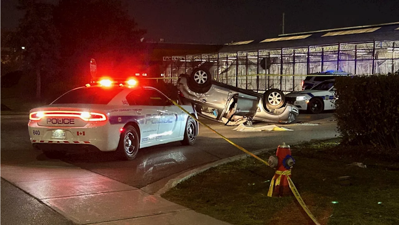 Man in hospital after car flips over in reported chase in Brampton